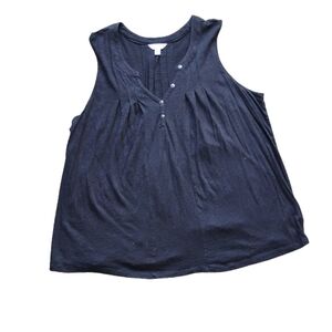 NWT Sleeveless Button-Front Textured Blouse – XXL / Black